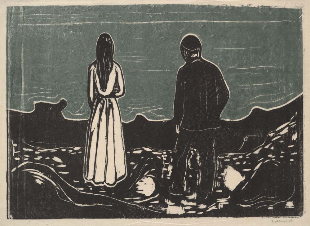 Edvard Munch - To mennesker. De ensomme, modernist poster print A2 poster print