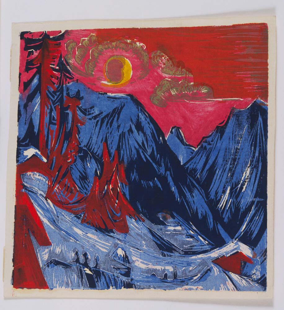 Ernst Ludwig Kirchner - Winter Moonlit Night, modernist poster print A2 poster print