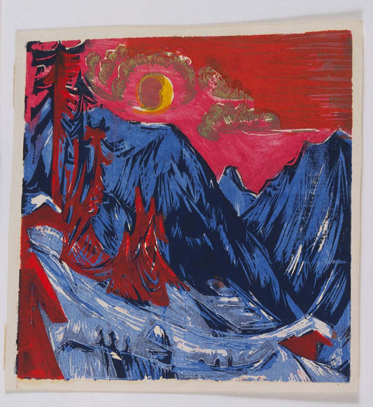 Ernst Ludwig Kirchner - Winter Moonlit Night, modernist poster print A2 poster print