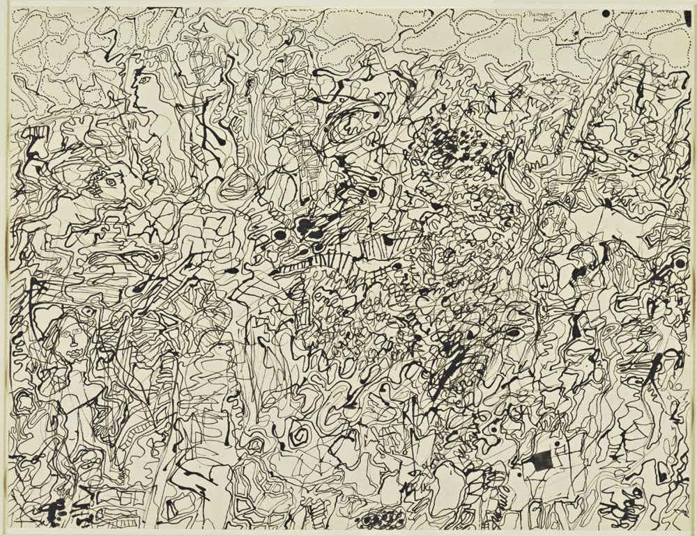 Jean Dubuffet - Ties and Whys Landscape with Figures, modernist poster print A2 poster print