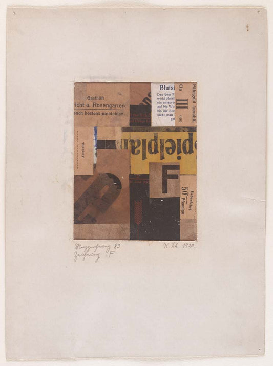 Kurt Schwitters - Merz Drawing 83. Drawing F, modernist poster print A2 poster print