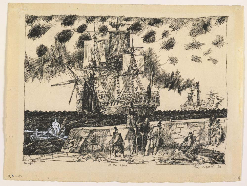 Lyonel Feininger - On the Quay, modernist poster print A2 poster print