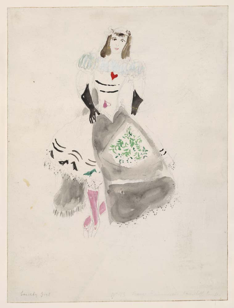 Marc Chagall - A Society Lady, costume design for Aleko, modernist poster print A2 poster print