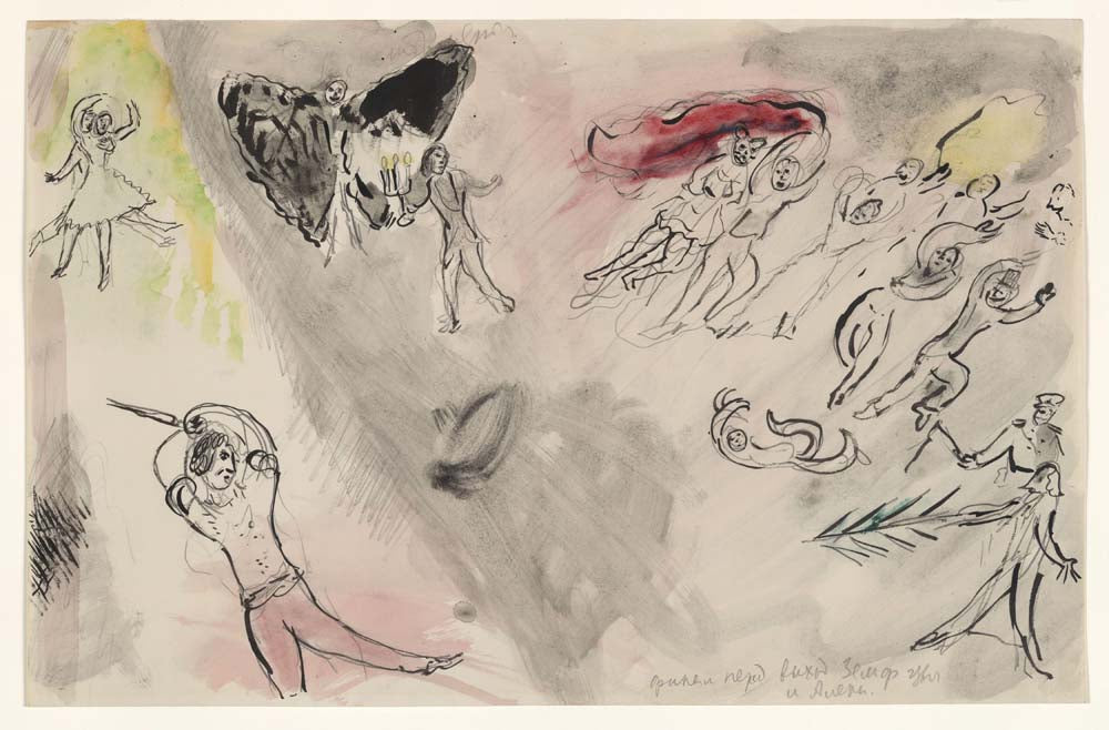 Marc Chagall - Aleko's Vengeance, sketch for the choreographer for Aleko, A2 poster print