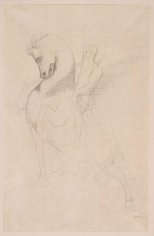 Odilon Redon - Winged Horseman, modernist poster print A2 poster print
