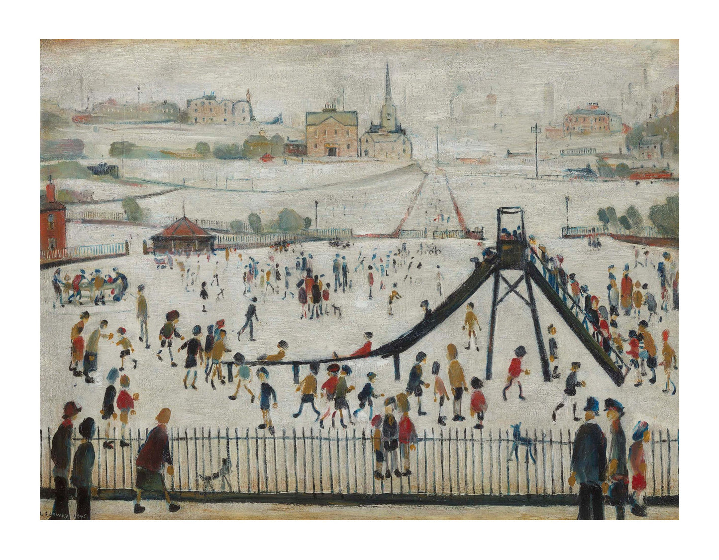 Children in The Playground 1945, landscape/cityscape by L S Lowry