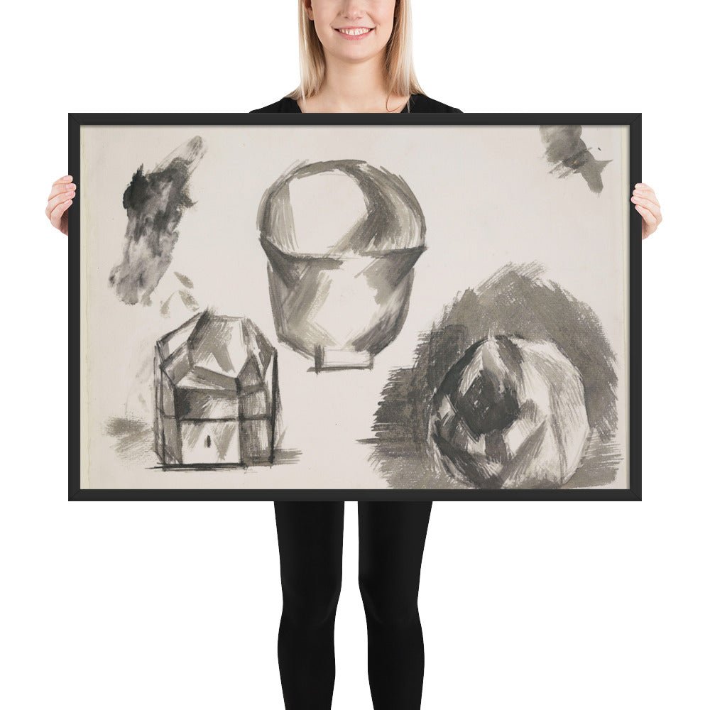 Casket, Cup and Apple by Pablo Picasso, Framed poster