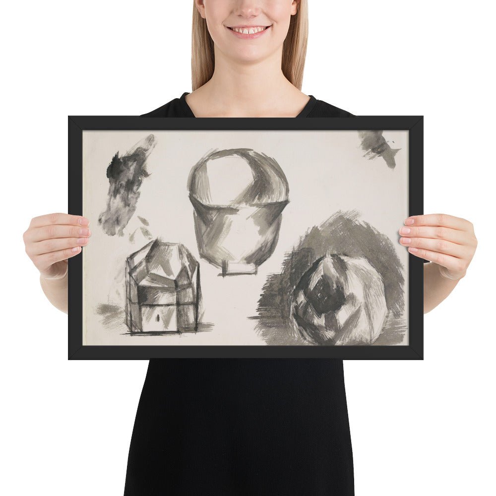Casket, Cup and Apple by Pablo Picasso, Framed poster