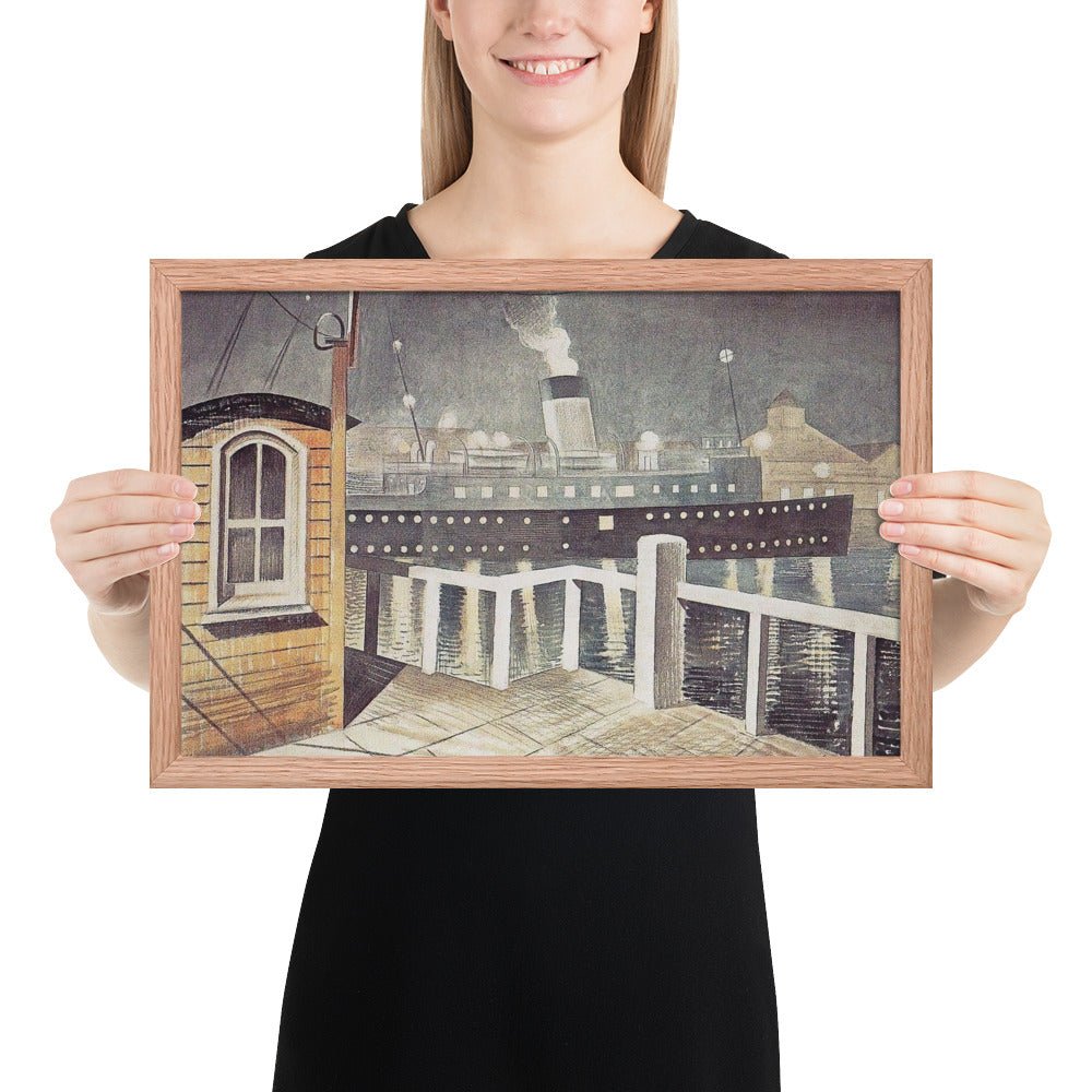 Channel Steamer Leaving Harbour 1935 by Eric Ravilious, Framed poster