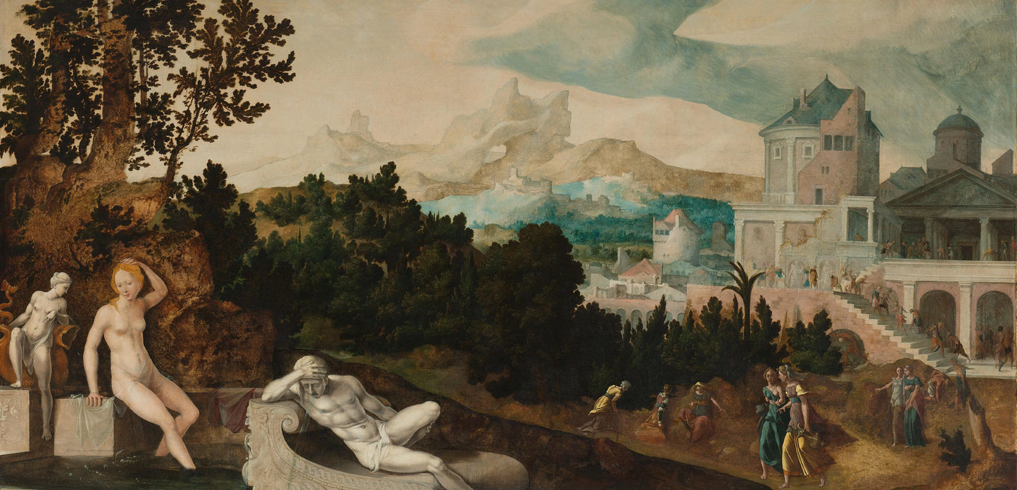 Landscape with Bathsheba – Jan van Scorel Vintage Landscape Art Print | Wall Art Poster