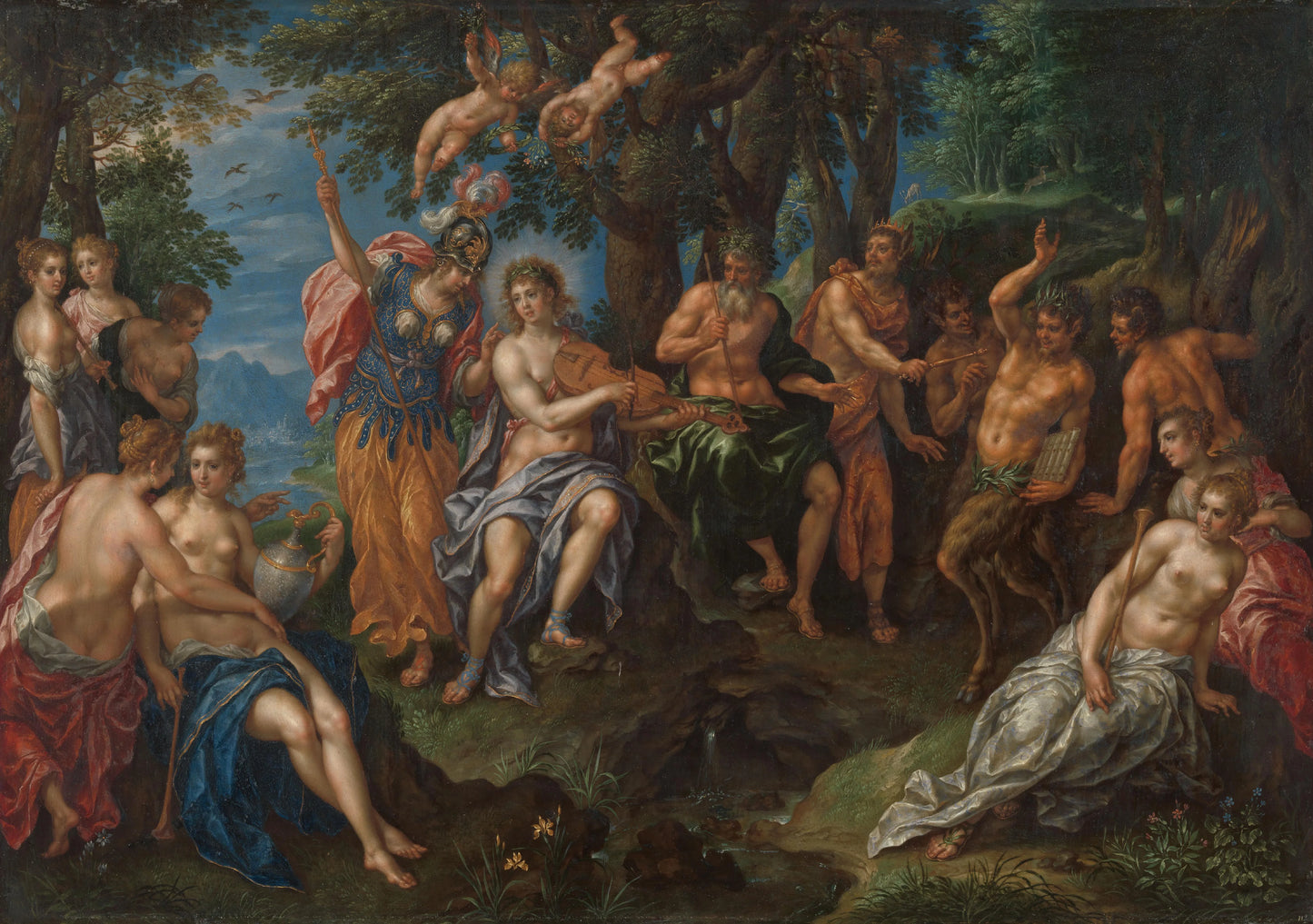 The Contest between Apollo and Pan – Hendrik de Clerck, Denis van Alsloot Vintage Art Print | Wall Art Poster