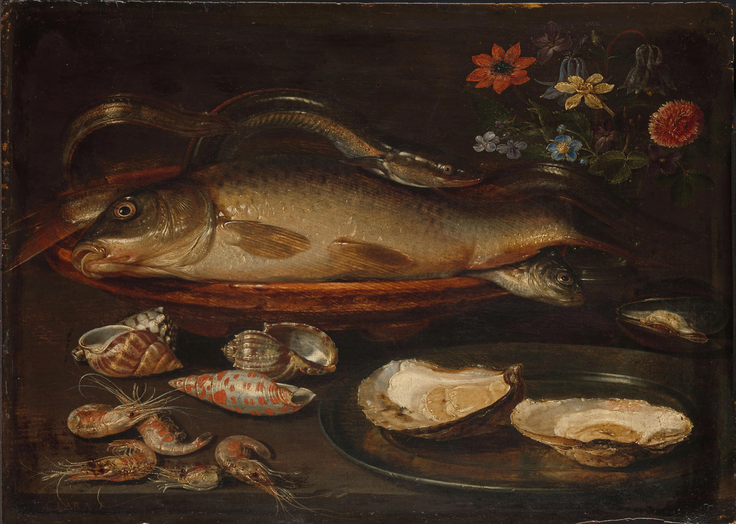 Still Life with Fish, Sea Food and Flowers – Clara Peeters (mentioned on object) Vintage Still Life Art Print | Wall Art Poster
