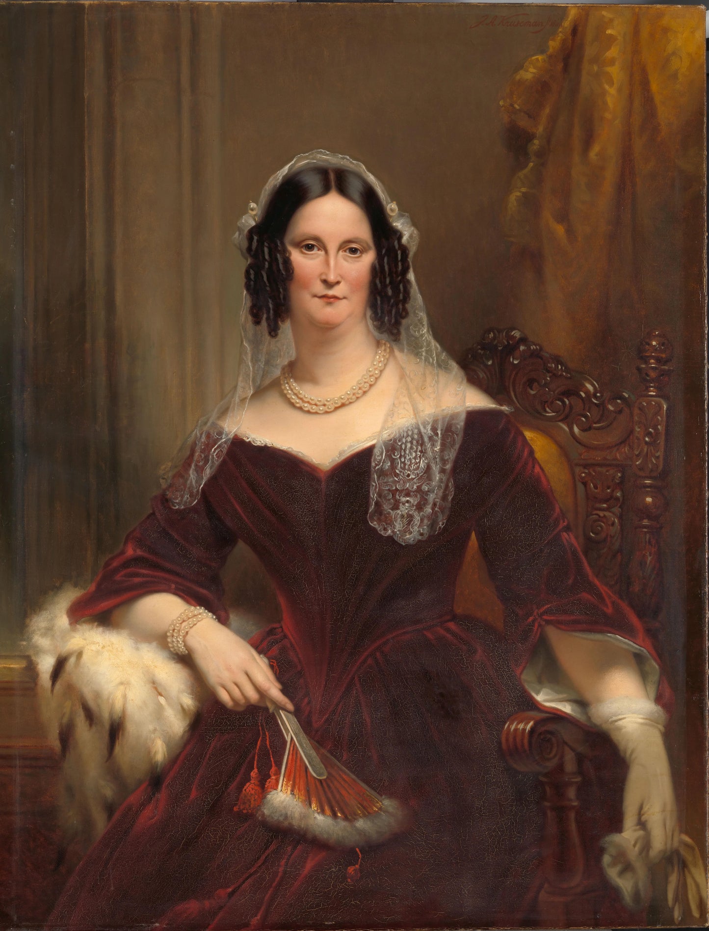 Dieuwke Fontein (1800-79), Second Wife (Married 1834) of Adriaan van der Hoop – Jan Adam Kruseman (vermeld op object) Vintage Portrait Art Print | Wall Art Poster