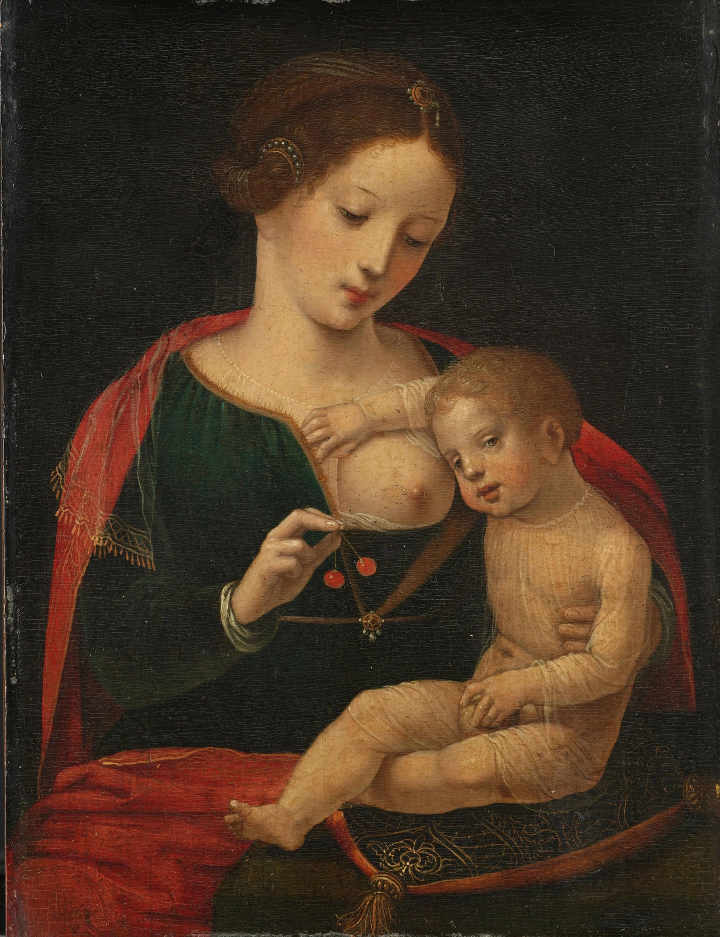 Virgin and Child – Meester van de Vrouwelijke Halffiguren Vintage Art Print | Wall Art Poster