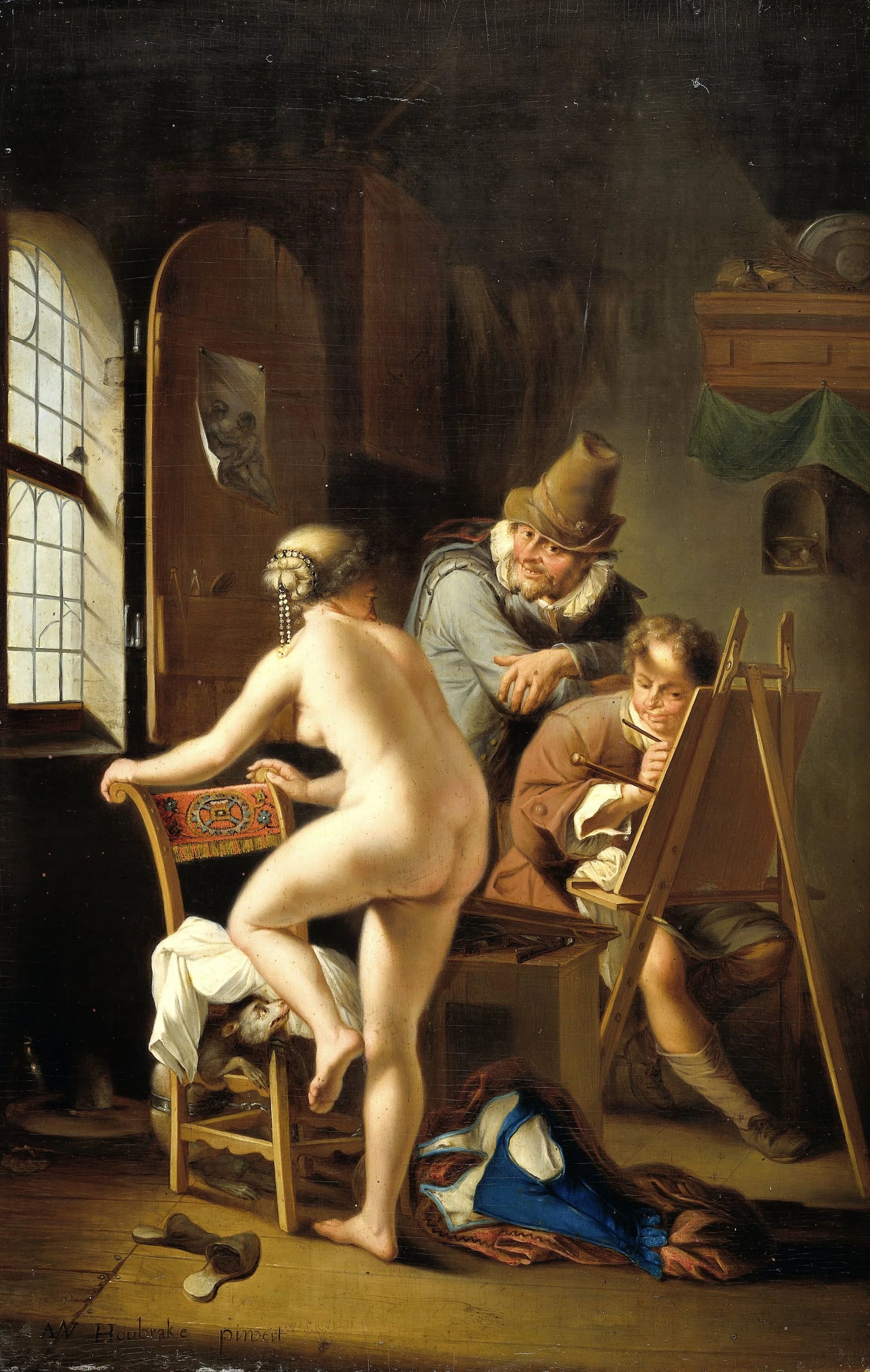 The Painter and his Model – copy after Arnold Houbraken Vintage Art Print | Wall Art Poster