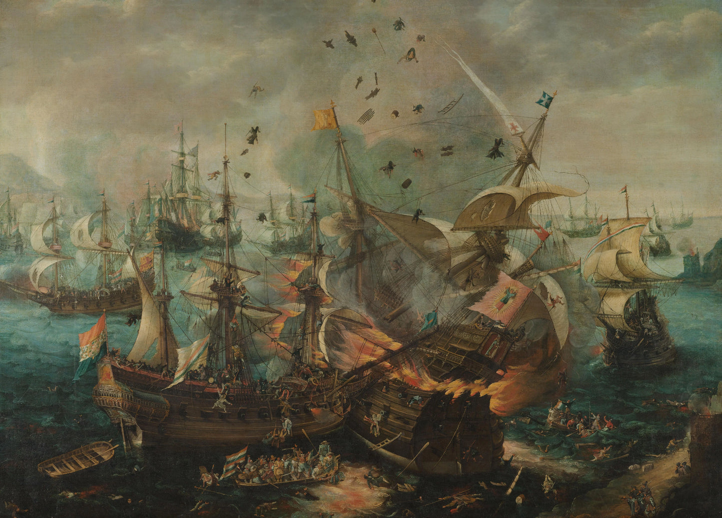Battle of Gibraltar in 1607 – Cornelis Claesz van Wieringen Vintage Marine Scene Art Print | Wall Art Poster