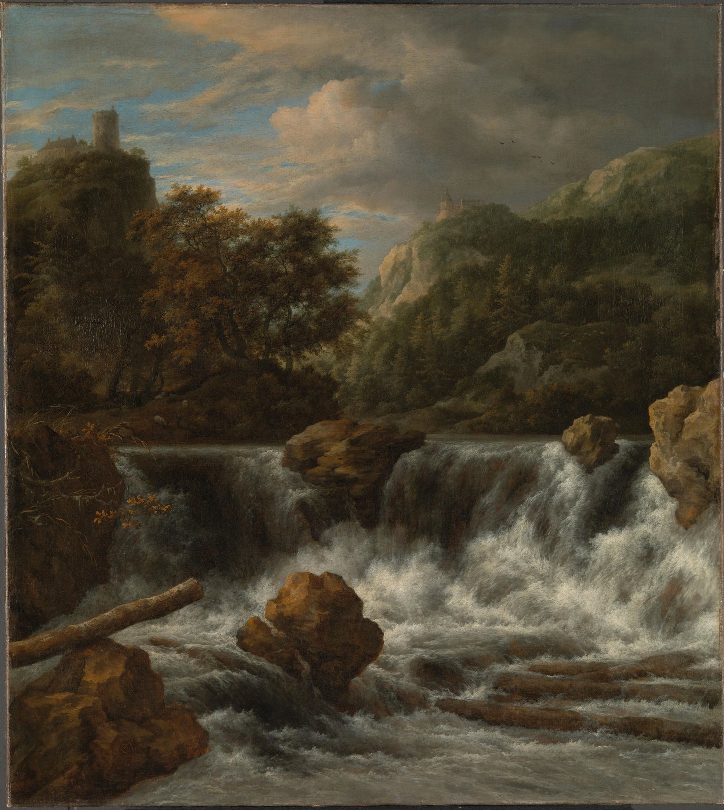 Mountainous Landscape with Waterfall – Jacob Isaacksz van Ruisdael Vintage Landscape Art Print | Wall Art Poster