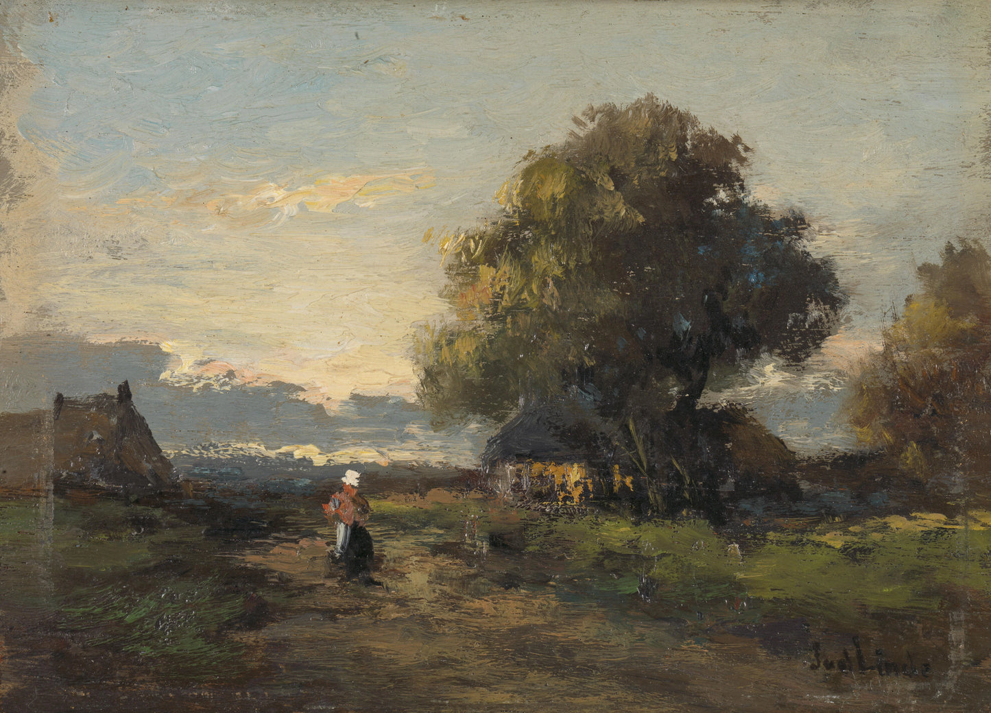 Landscape with Farmhouses – Jan van der Linde Vintage Landscape Art Print | Wall Art Poster