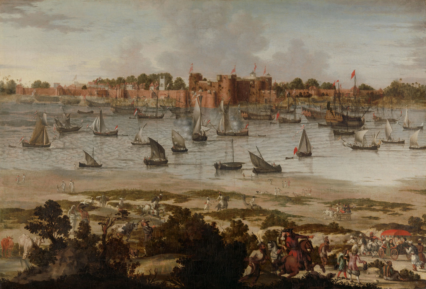 View of the Harbor of Sūrat (Gujarāt) – anonymous Vintage Harbour Scene Art Print | Wall Art Poster