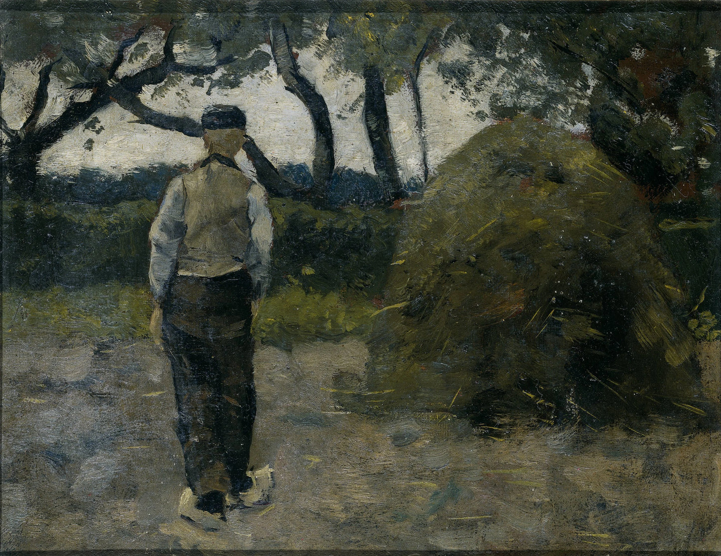 A Farmer standing near a Hay-Stack – Richard Nicolaüs Roland Holst Vintage Landscape Art Print | Wall Art Poster