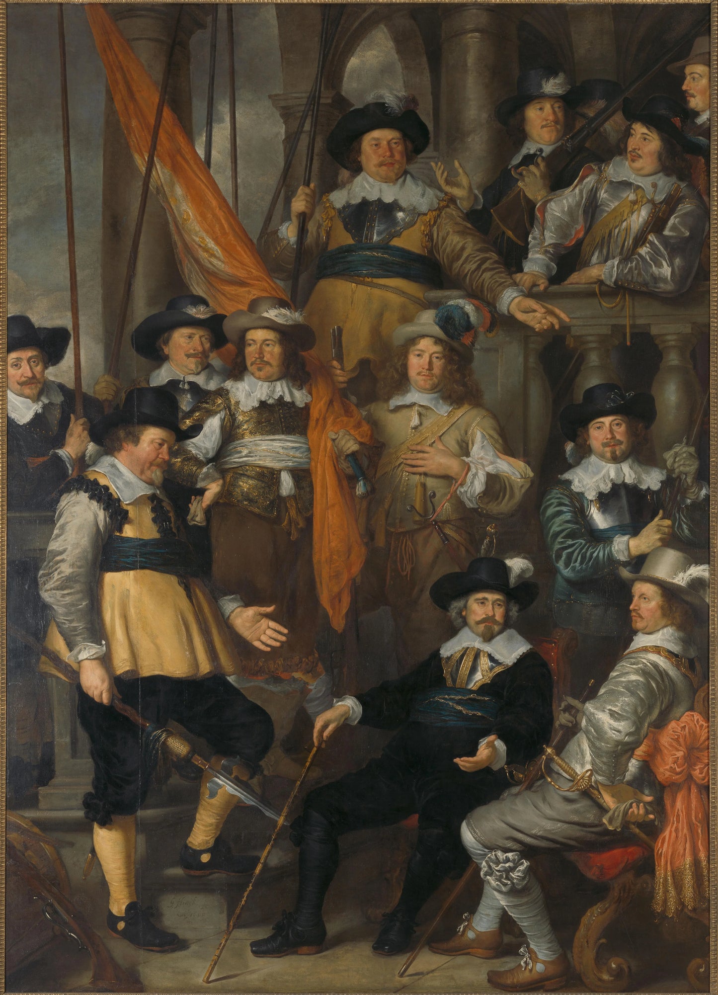 Officers and Other Civic Guardsmen of District XVIII in Amsterdam, under the Command of Captain Albert Dircksz Bas and Lieutenant Lucas Pietersz Conijn – Govert Flinck (eigenhandig gesigneerd) Vintage Cityscape Art Print | Wall Art Poster