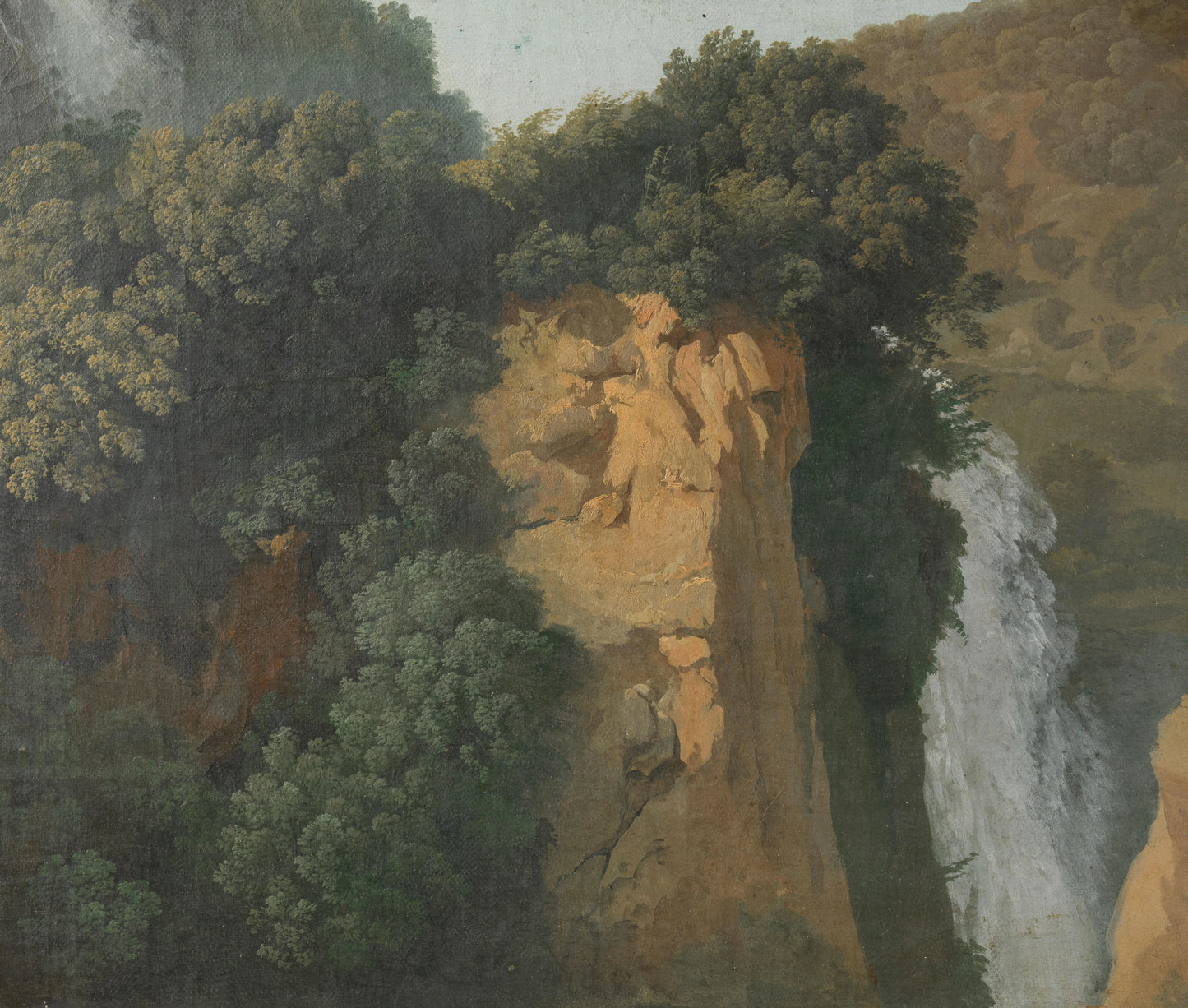 Overgrown Cliffs with a Waterfall in Italy, perhaps at Tivoli – toegeschreven aan Hendrik Voogd Vintage Landscape Art Print | Wall Art Poster
