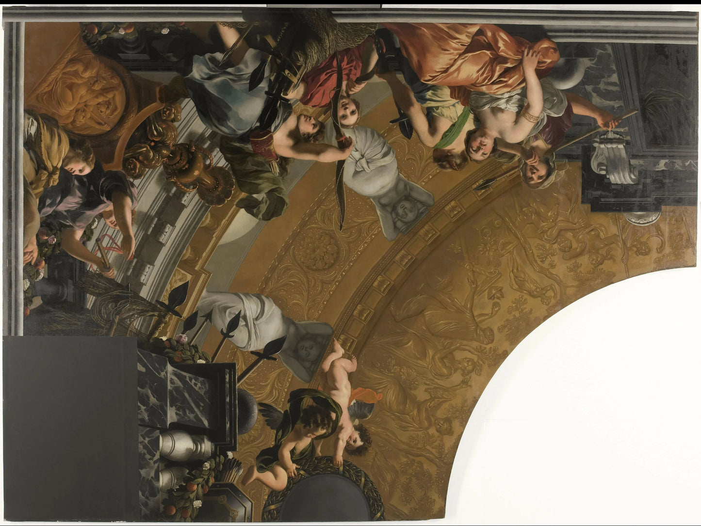 Part (top left) of a ceiling decoration with Diana and her companions as the principal representation – Gerard de Lairesse Vintage Art Print | Wall Art Poster