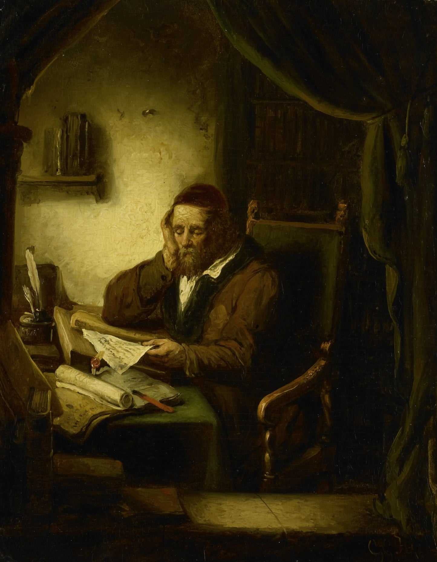 Old Man in his Study – George Gillis Haanen Vintage Art Print | Wall Art Poster