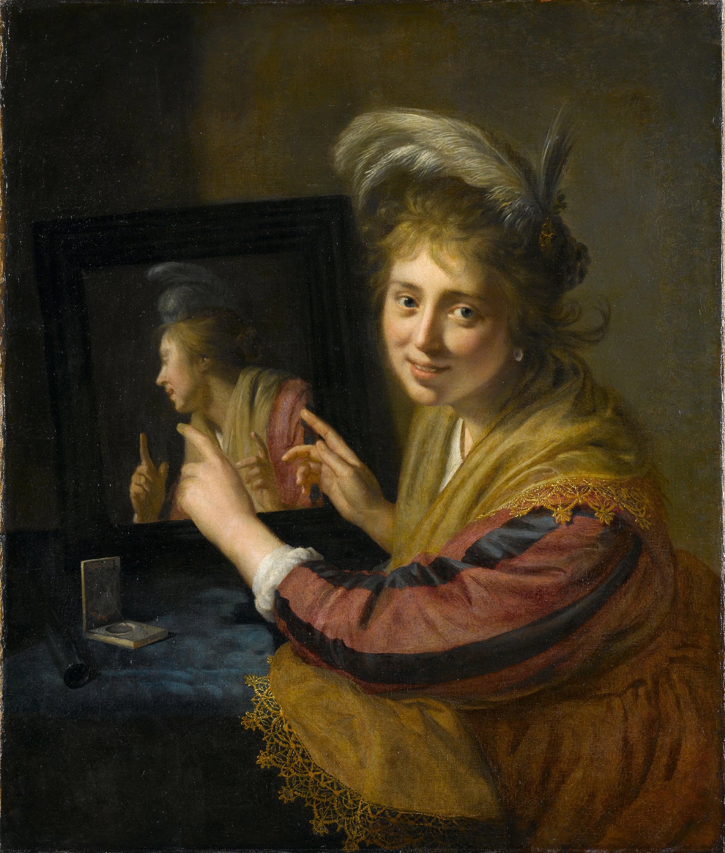 Girl at the Mirror – Paulus Moreelse (signed by artist) Vintage Art Print | Wall Art Poster