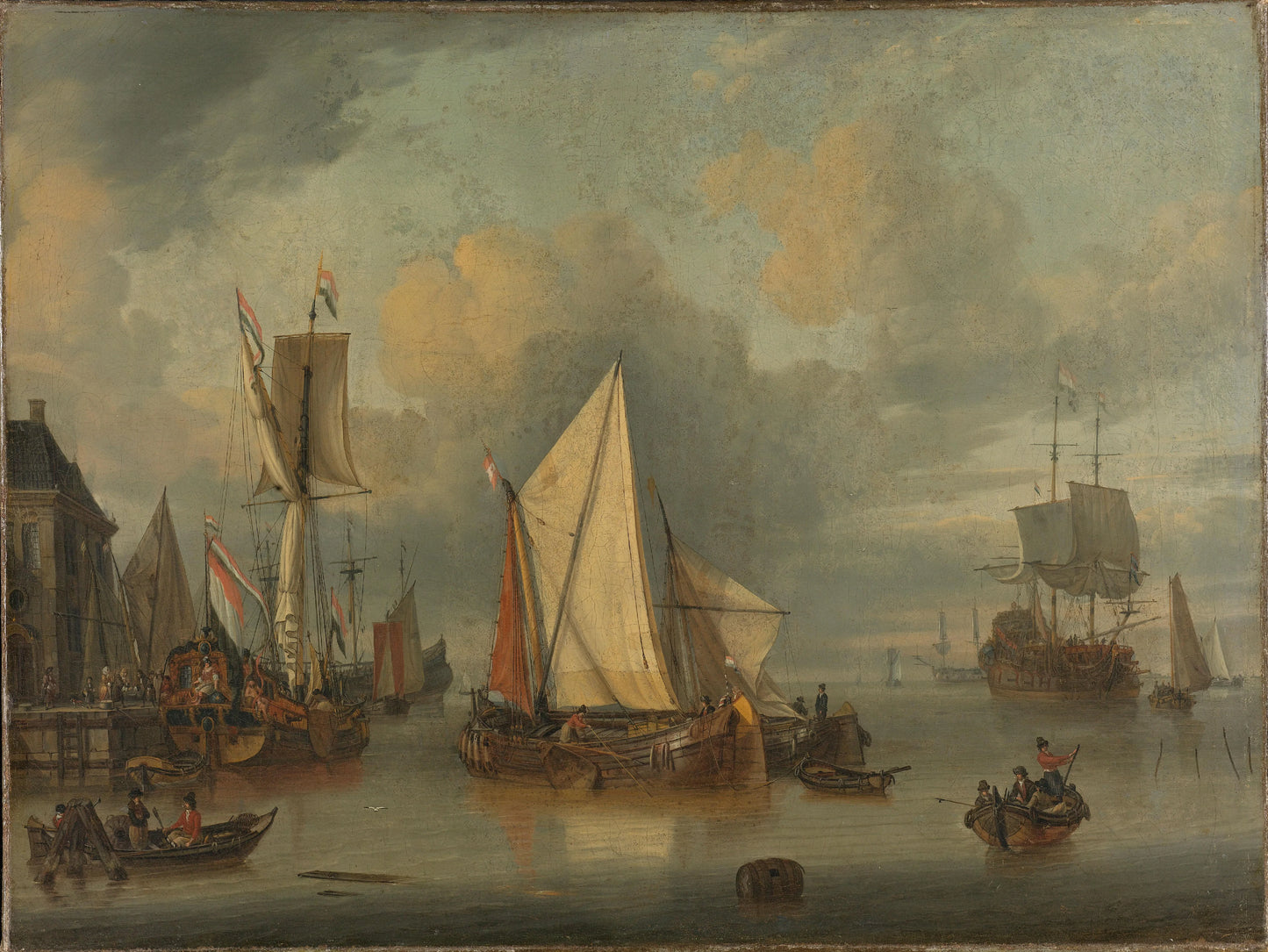 A Calm (Ships in the Harbor by Calm Weather) – Jan Claesz. Rietschoof Vintage Seascape Art Print | Wall Art Poster