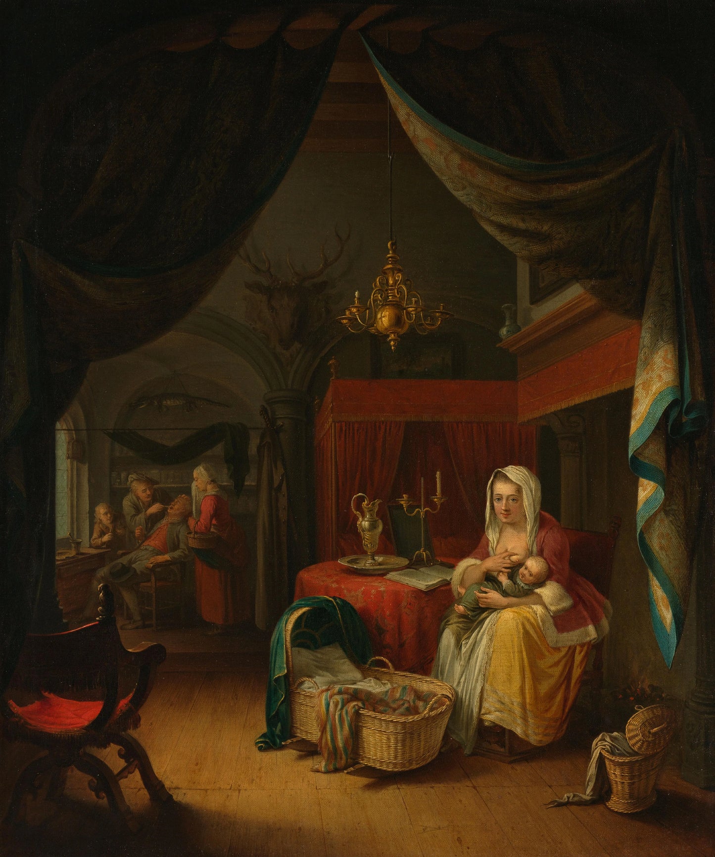 Triptych: Allegory of Art Training – copy after Gerrit Dou, Willem Joseph Laquy Vintage Art Print | Wall Art Poster