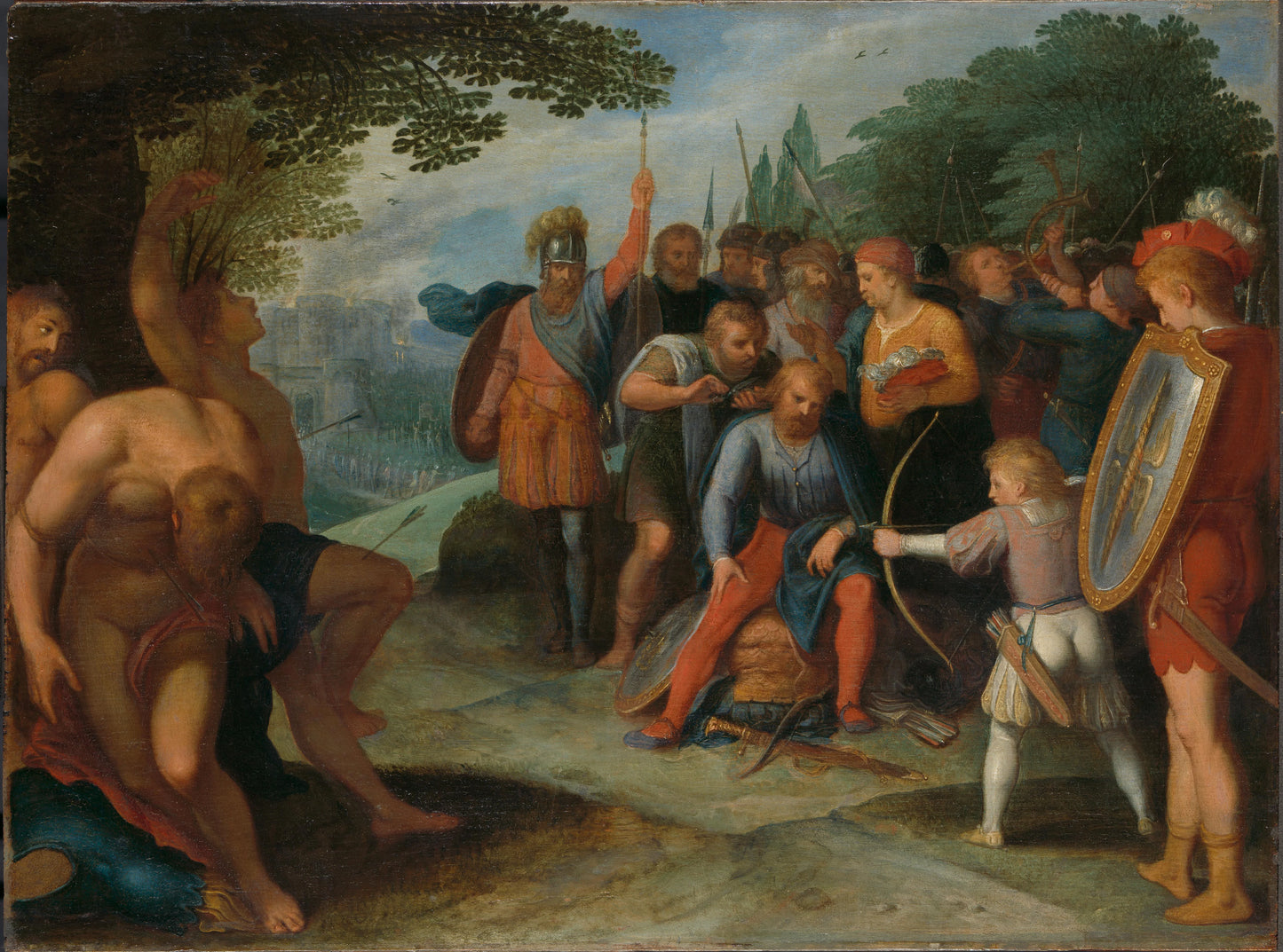 Julius Civilis Having his Hair Cut after the Fall of Vetera, while his Son Kills Some of the Captives – Otto van Veen Vintage Art Print | Wall Art Poster