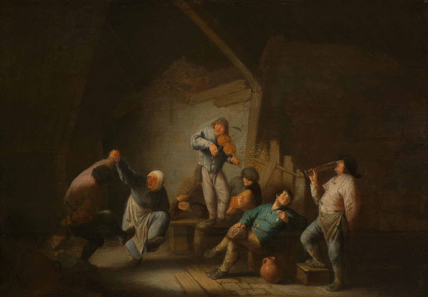 Dancing Couple – Adriaen van Ostade (mentioned on object) Vintage Art Print | Wall Art Poster