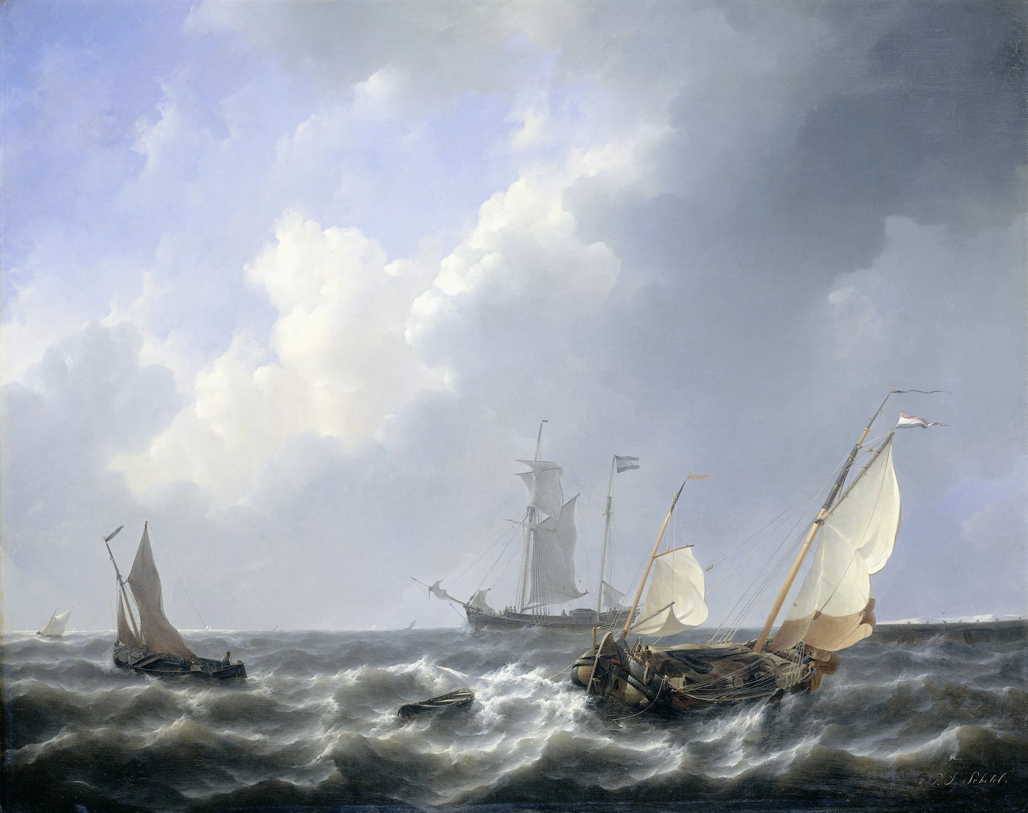 Seascape from the Zeeland Waters, near the Island of Schouwen – Petrus Johannes Schotel Vintage Seascape Art Print | Wall Art Poster
