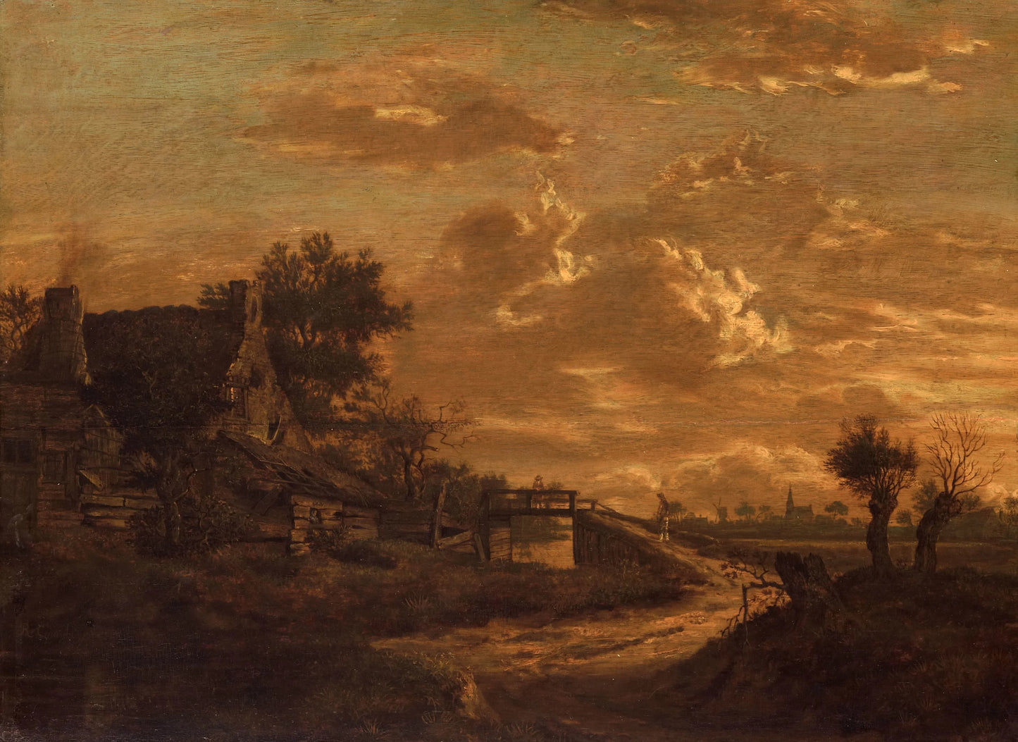Landscape at Sunset – Rafaël Camphuysen (I) (eigenhandig gesigneerd) Vintage Landscape Art Print | Wall Art Poster