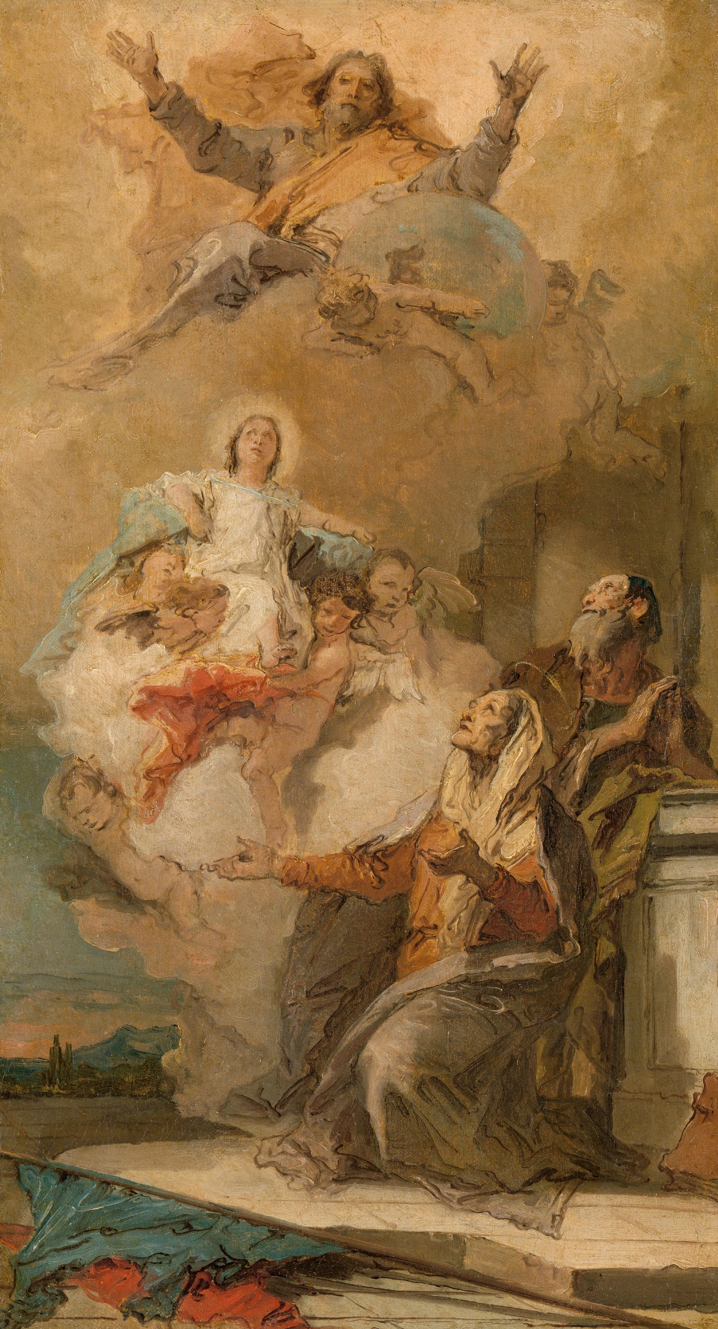 The Immaculate Conception (Joachim en Anna receiving the Virgin Mary from God the Father) – Giovanni Battista Tiepolo Vintage Art Print | Wall Art Poster