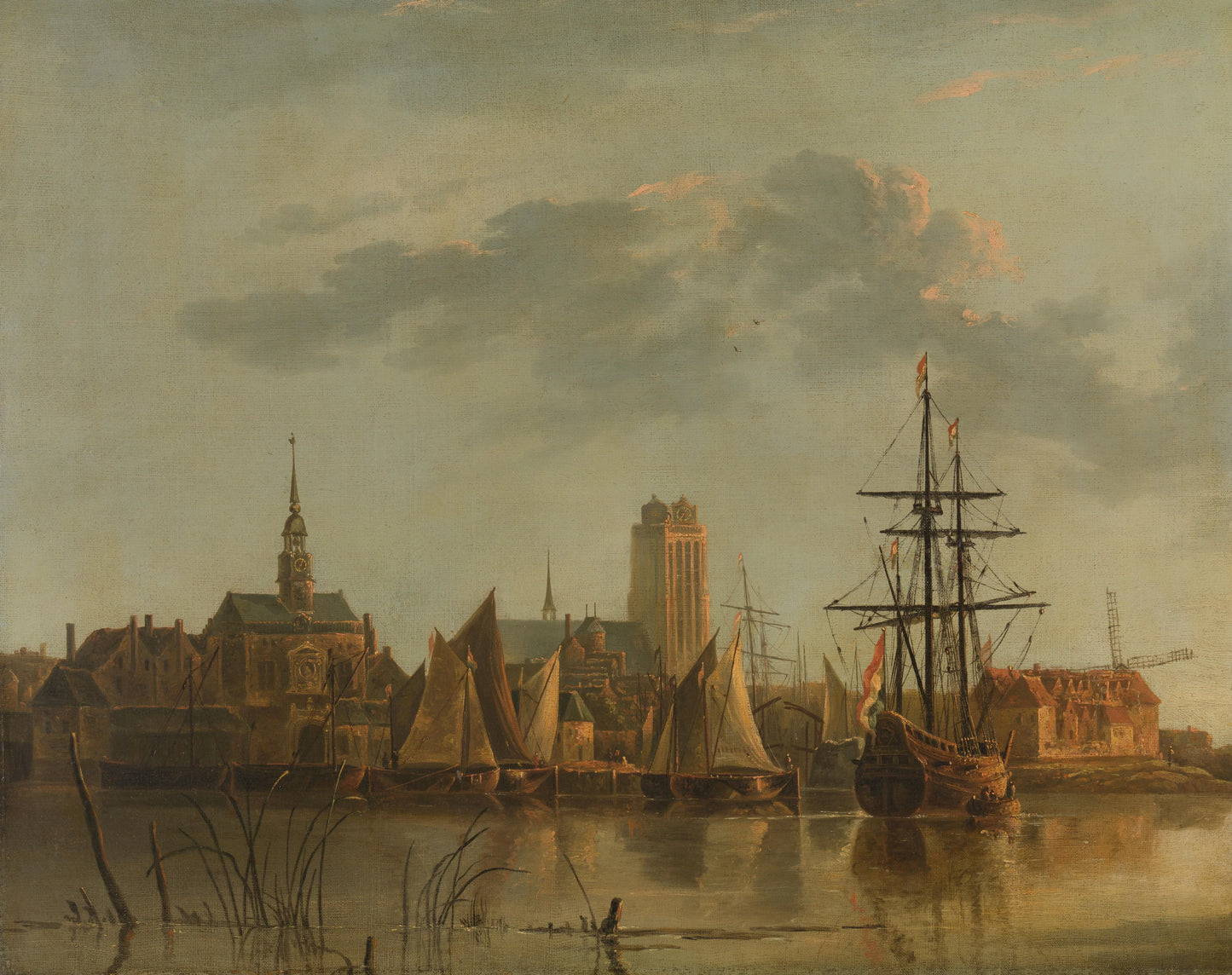 View of Dordrecht at Sunset – copy after Aelbert Cuyp Vintage Landscape Art Print | Wall Art Poster