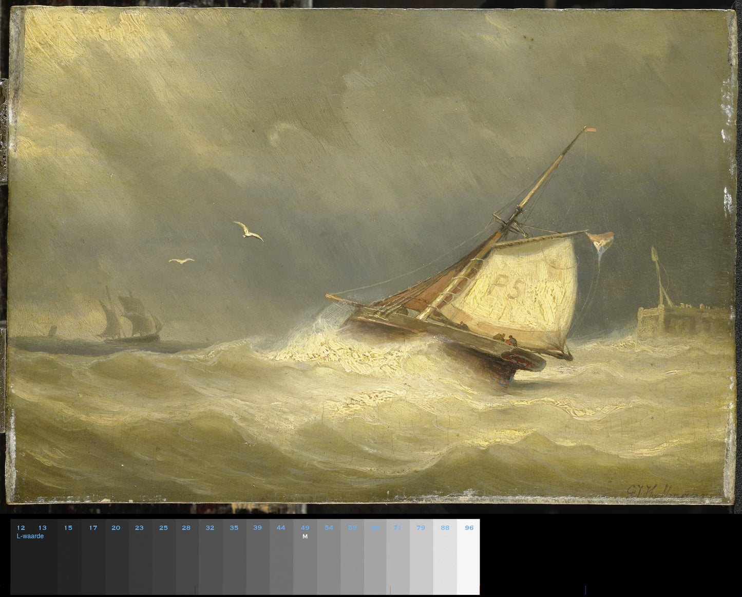 Rough Sea with Sailing Vessels – Georges Johannes Hoffmann Vintage Marine Scene Art Print | Wall Art Poster