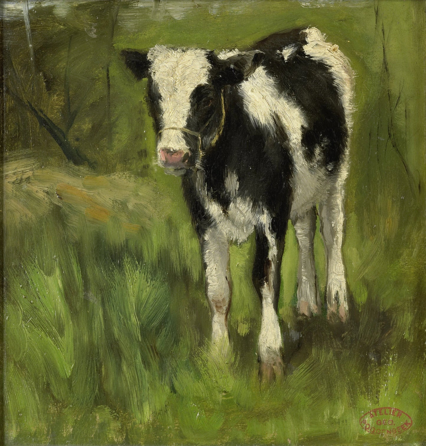 Calf, spotted black and white – Geo Poggenbeek (mentioned on object) Vintage Animal Study Art Print | Wall Art Poster