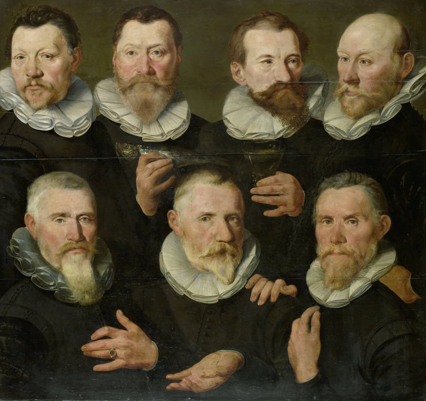 The Company of Captain Pieter Dircksz Hasselaer and Lieutenant Jan Gerritsz Hooft, Amsterdam – circle of Pieter Pietersz. (I) Vintage Portrait Art Print | Wall Art Poster