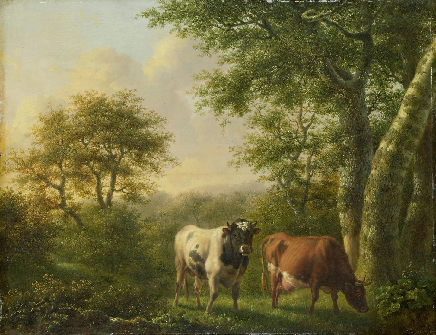 Landscape with Cattle – Adolf Karel Maximiliaan Engel Vintage Landscape Art Print | Wall Art Poster
