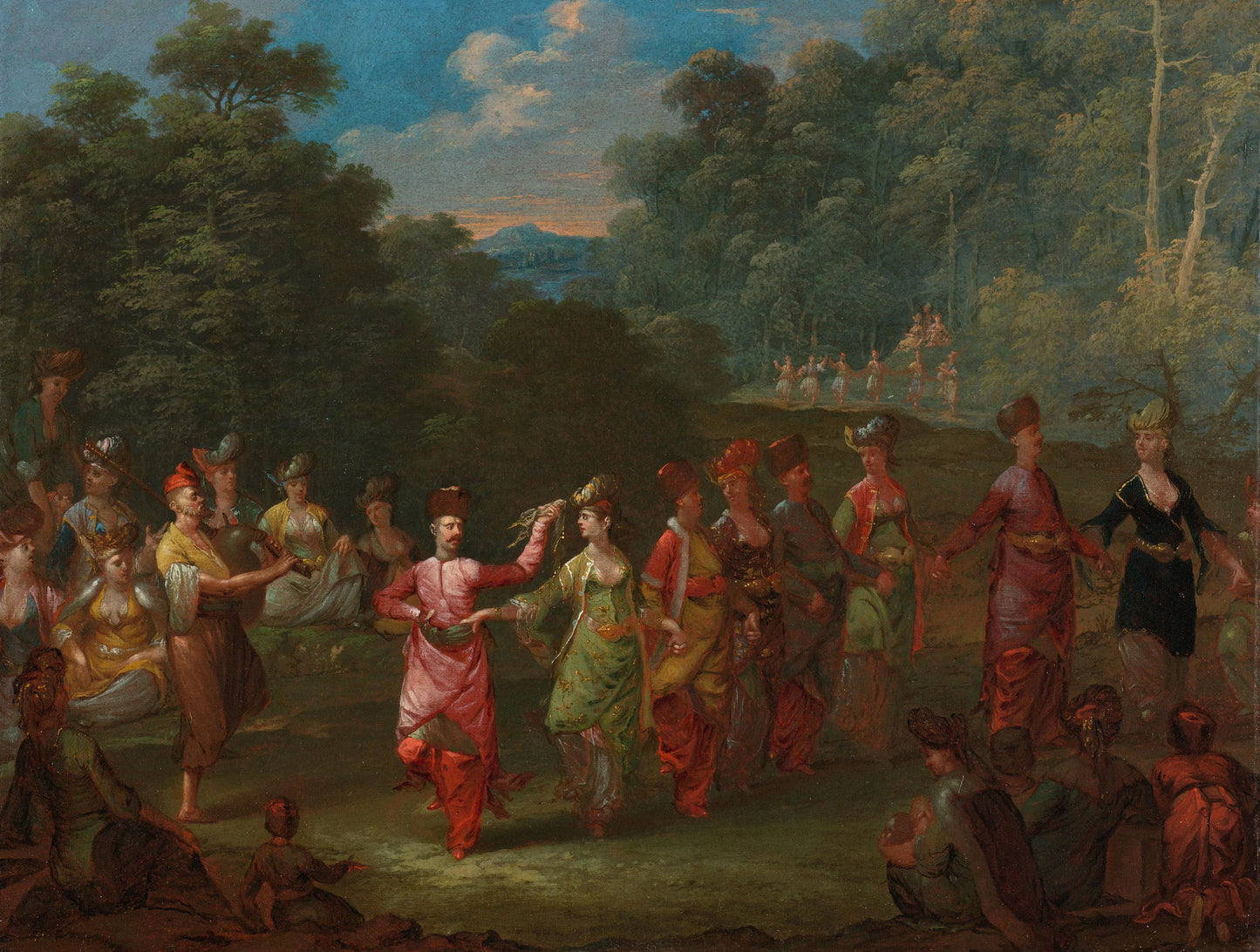Greek Men and Women Dancing the Khorra – Jean Baptiste Vanmour Vintage Cityscape Art Print | Wall Art Poster