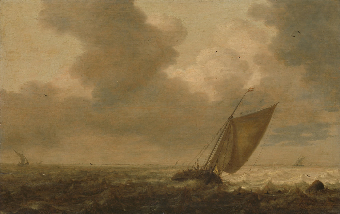 A Packet-Boat Sailing before the Wind – Pieter Mulier (I) (eigenhandig gesigneerd) Vintage Seascape Art Print | Wall Art Poster