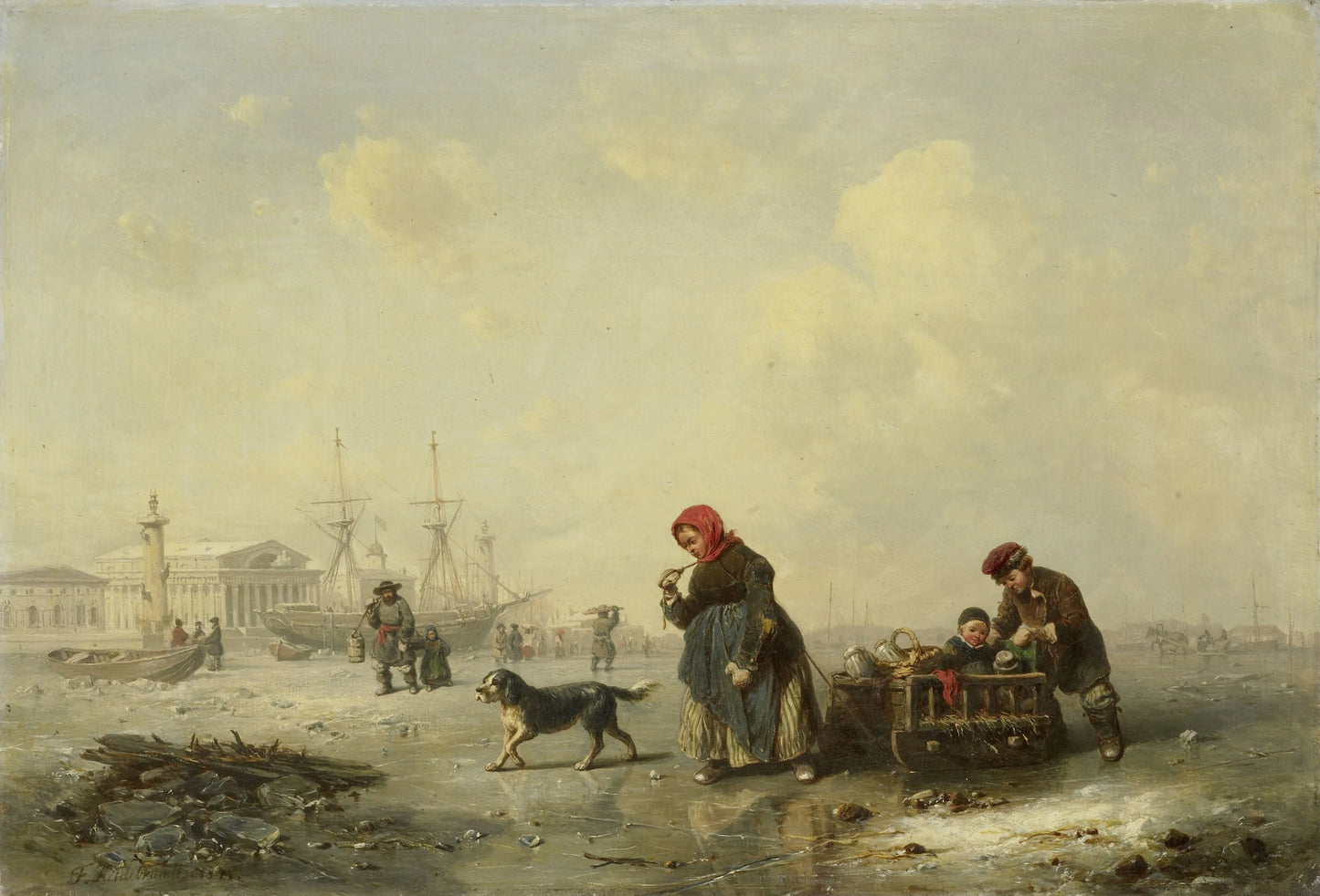 The Neva at St Petersburg (Leningrad) in the Winter – Theodor Hildebrandt Vintage Cityscape Art Print | Wall Art Poster