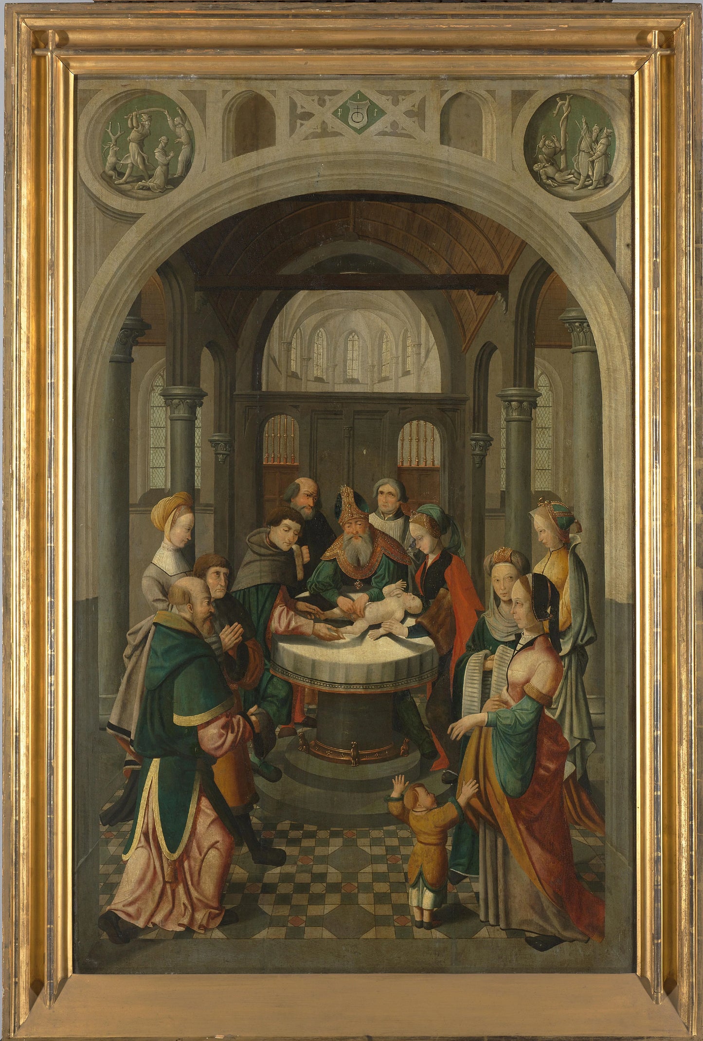 Panel of an Altarpiece with Circumcision of Christ, on verso is Resurrection of Christ – attributed to Master of Alkmaar Vintage Art Print | Wall Art Poster