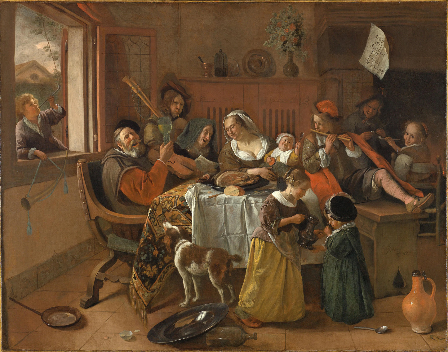 The merry family – Jan Havicksz. Steen Vintage Art Print | Wall Art Poster