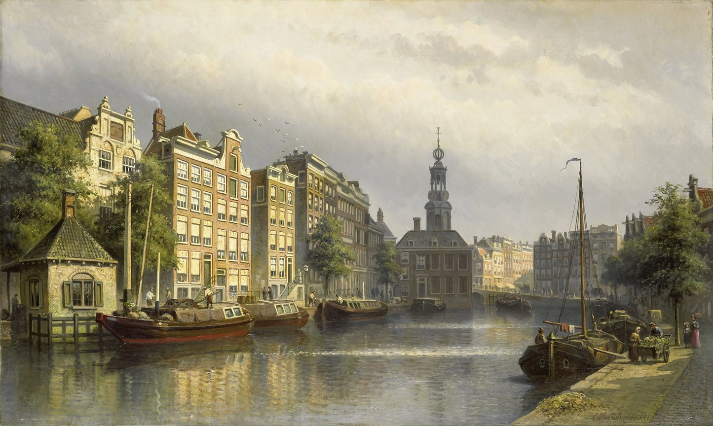 The Singel, Amsterdam, looking towards the Mint. – Eduard Alexander Hilverdink Vintage Cityscape Art Print | Wall Art Poster