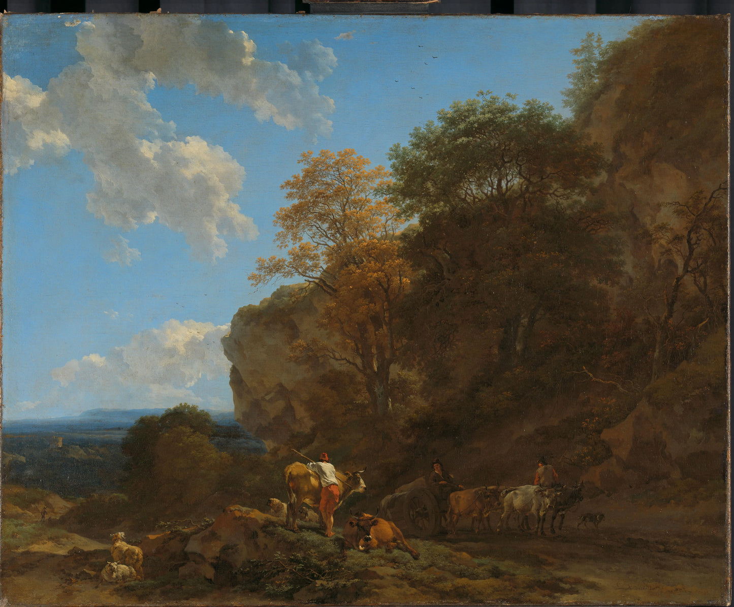 Italian Landscape – Nicolaes Pietersz. Berchem (vermeld op object) Vintage Landscape Art Print | Wall Art Poster