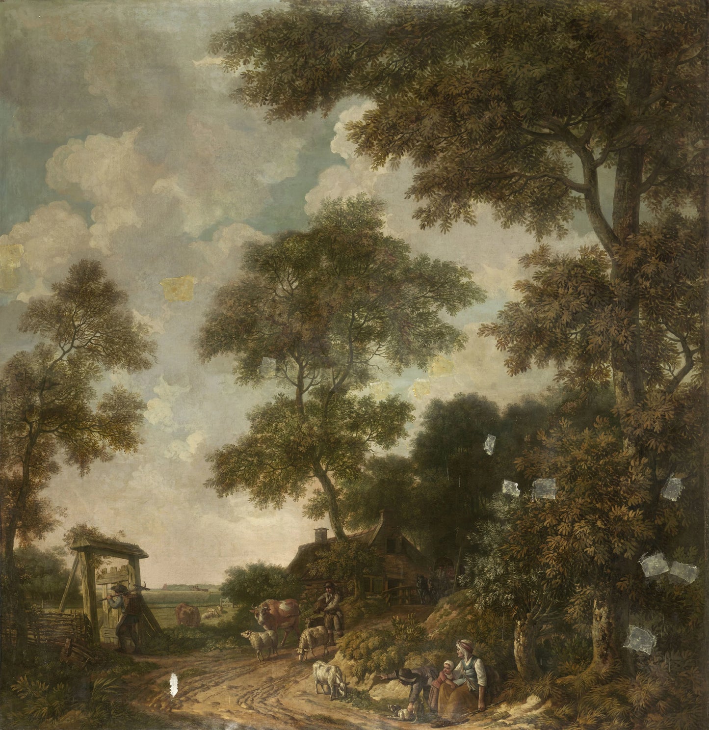 Behangselschildering van een Hollands landschap met een zandweg – attributed to Jurriaan Andriessen Vintage Art Print | Wall Art Poster