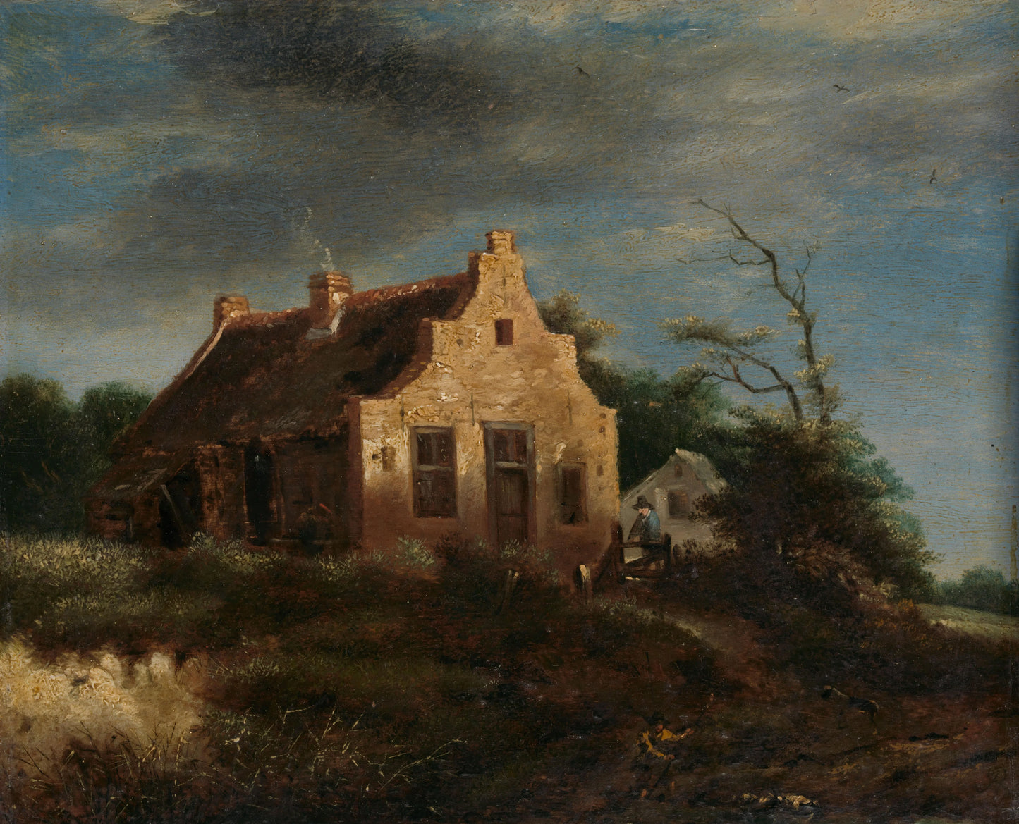 Farm in a wooded dune landscape – school van Jacob Isaacksz van Ruisdael Vintage Landscape Art Print | Wall Art Poster